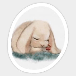 Naptime Spring Baby Bunny Mini Lop Recap Mushroom mouse Friend Sticker